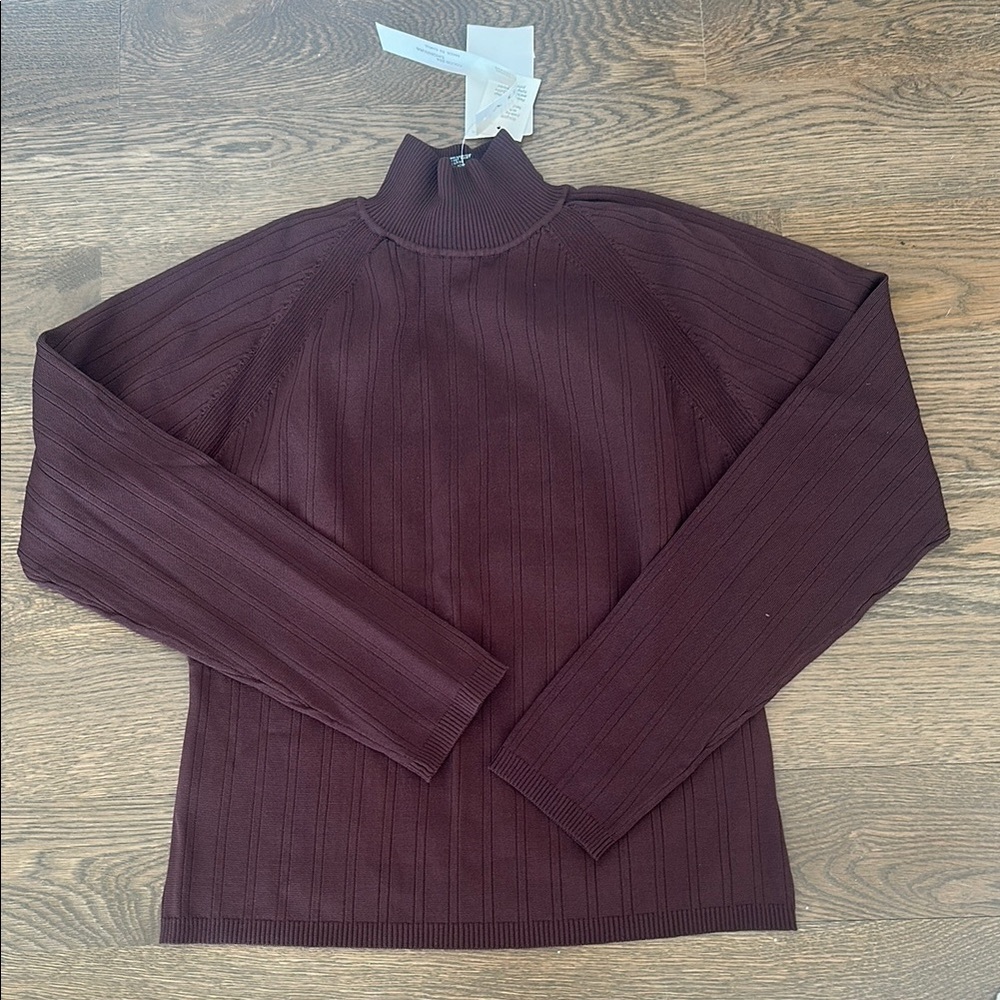 Ribbed Burgundy Turtleneck Sweater